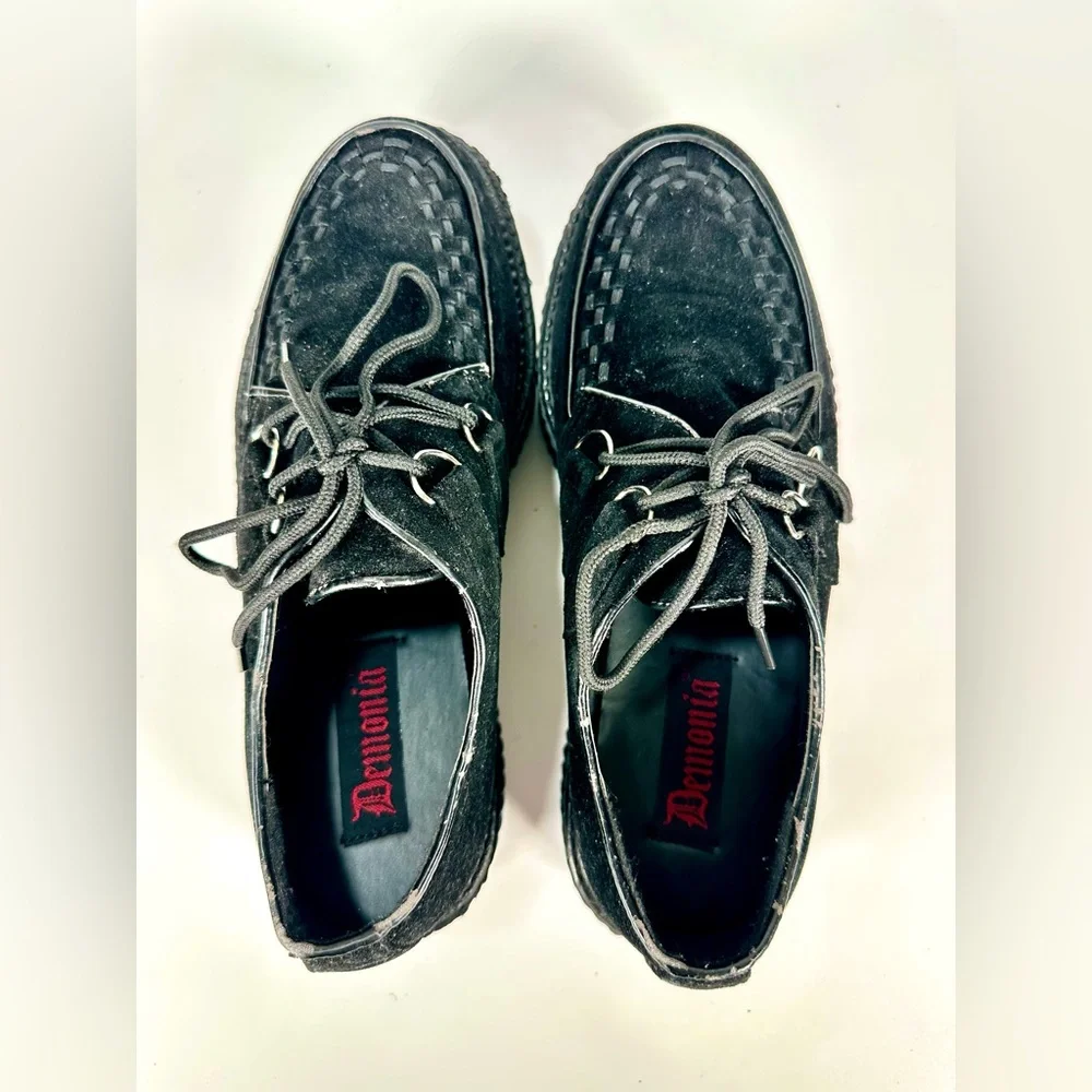 DEMONIA Black Vegan faux Suede Men’s V Creeper 502s Loafer Unisex